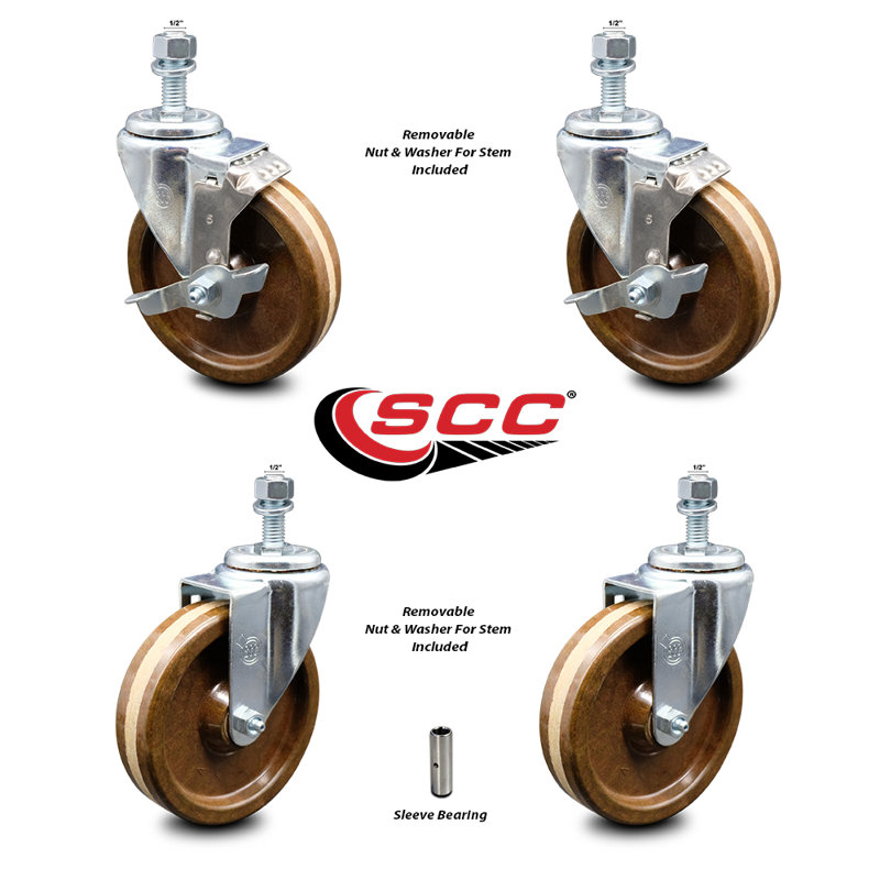 Temp Phenolic Wheel Swivel ½ Inch Threaded Stem Caster SCC