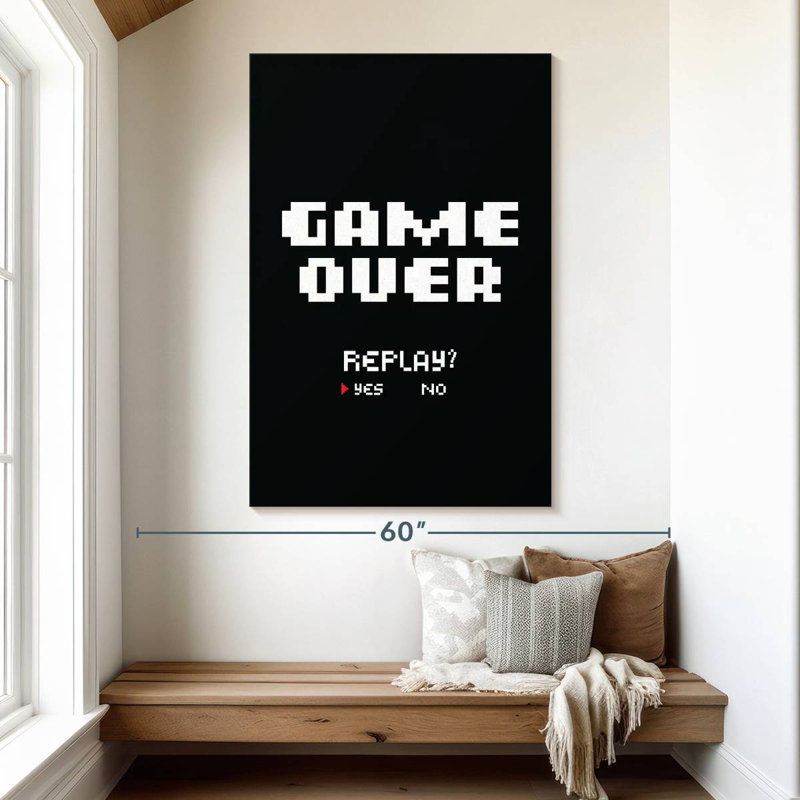 Panneau mural Kema Game Over Replay, H 51 po x l 34 po