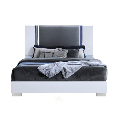 Moon Smooth White Queen Bed With LED