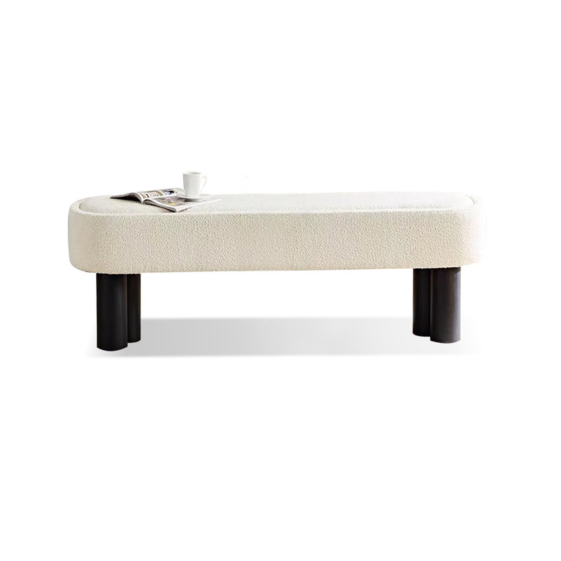 Banc long en velours blanc de style moderne pour chambre et entrée, H 16,93 po x l 55,12 po x P 17,72 po