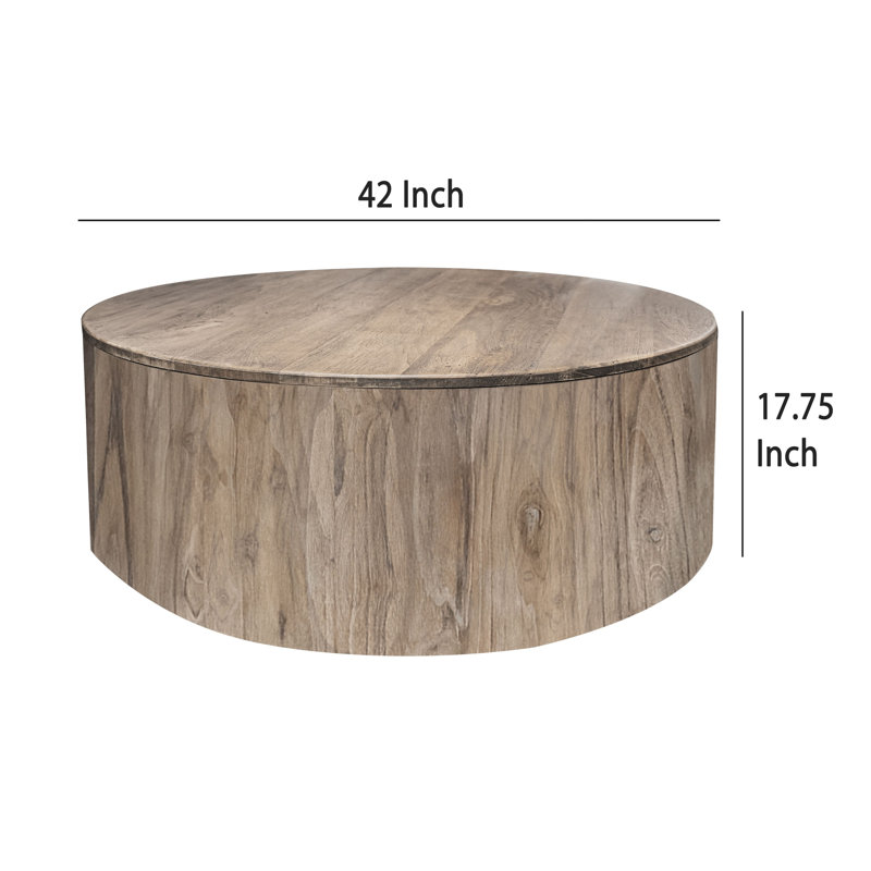 Table basse Eray, teck, bois de manguier, brun clair, 42 pouces, Brun teck clair