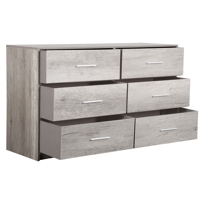 6-Drawer Dresser with Large Fabric Drawers, Grey