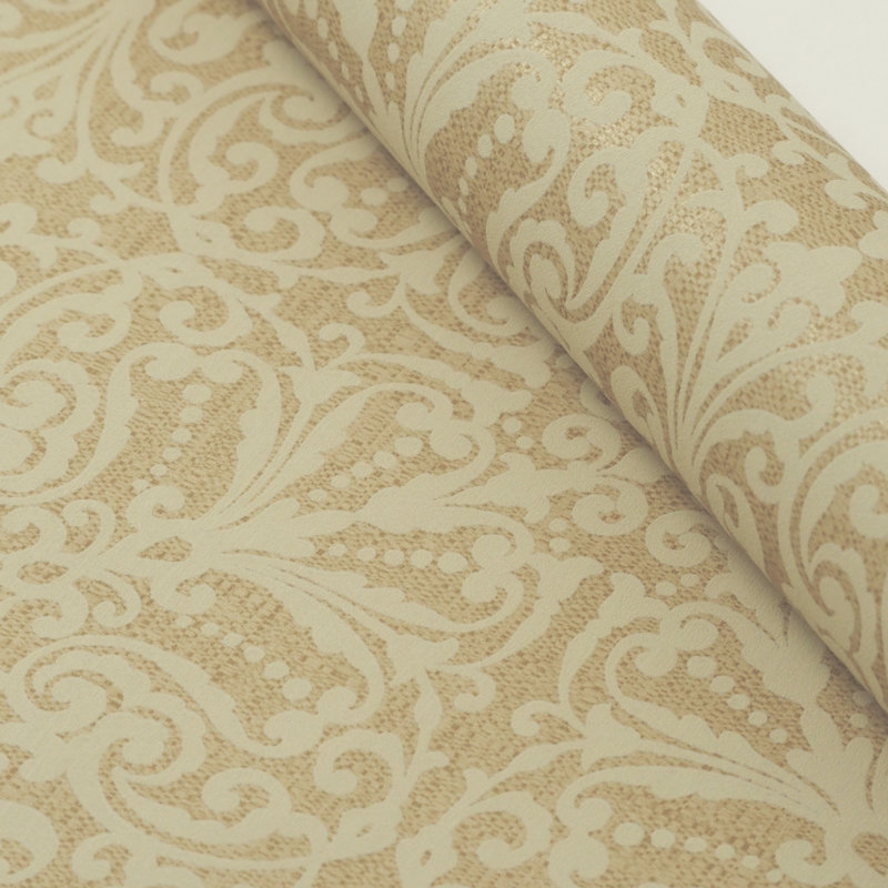 Rouleau de papier peint damassé orné, Brun