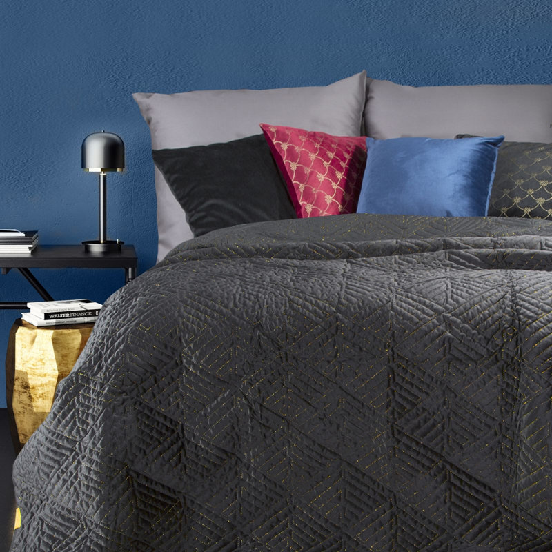 Bauerle Polyester No Pattern Bedspread, Black