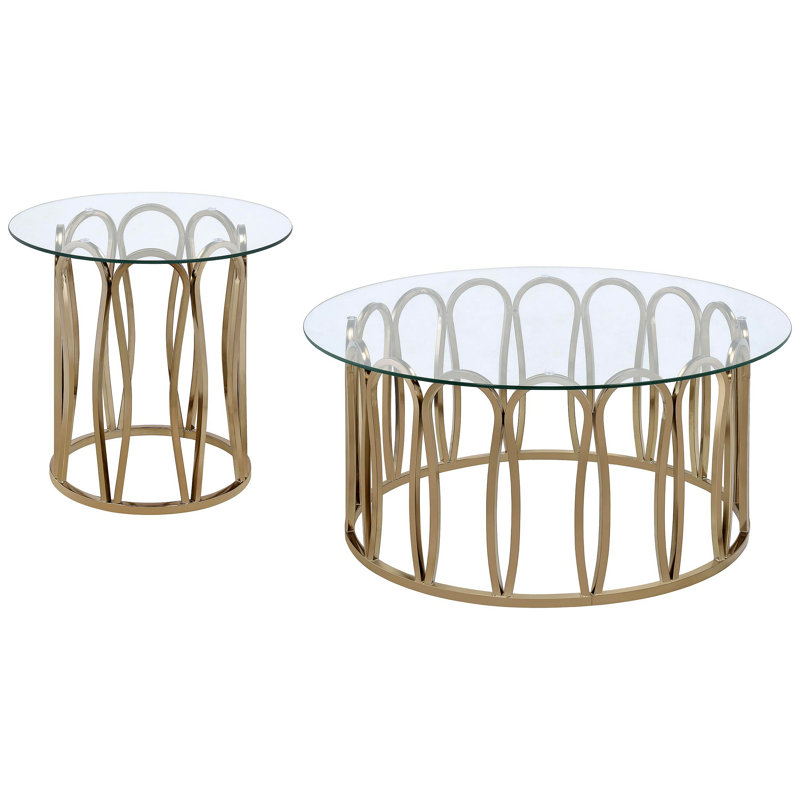 Ensemble de tables basses et de tables de bout chromées 2 pièces