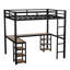 Lit mezzanine simple en métal avec bureau, tablettes, échelle et garde-corps pour une utilisation compacte et multifonctionnelle dans les chambres-623769531-623769530