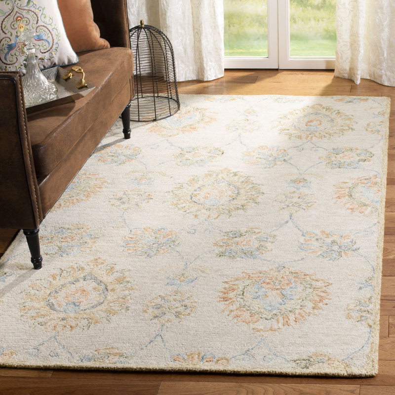 Lococo Hand Tufted Wool Floral Rug, Rectangle 8' x 10'