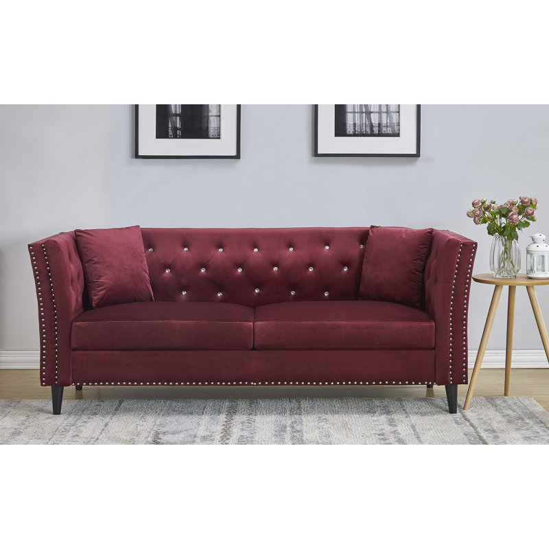 Cicero 80.3'' Velvet Sofa, Burgundy Velvet