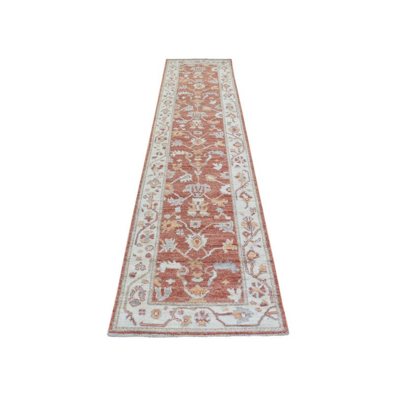 Tapis de couloir en laine douce noué à la main 2 pi 8 po x 12 pi Angora Oushak orange 7317865505D546ADB5CF866AC23959AE