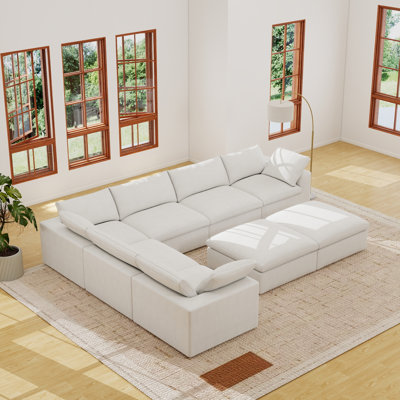 Kenda 8 - Piece Upholstered Linen Slipcovered Sectional