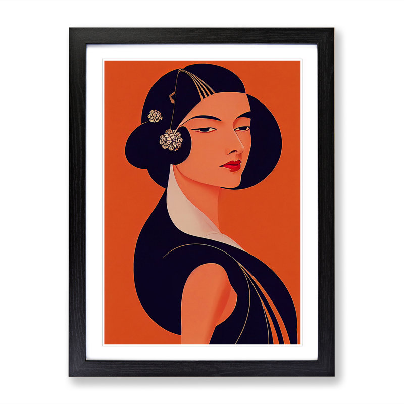 Art Deco Woman No.1 - Wall Art, Black Frame, 64cm H x 46cm W x 2cm D