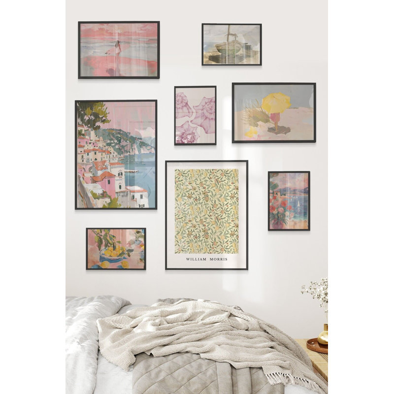Peinture décorative encadrée (8 pièces), Noir