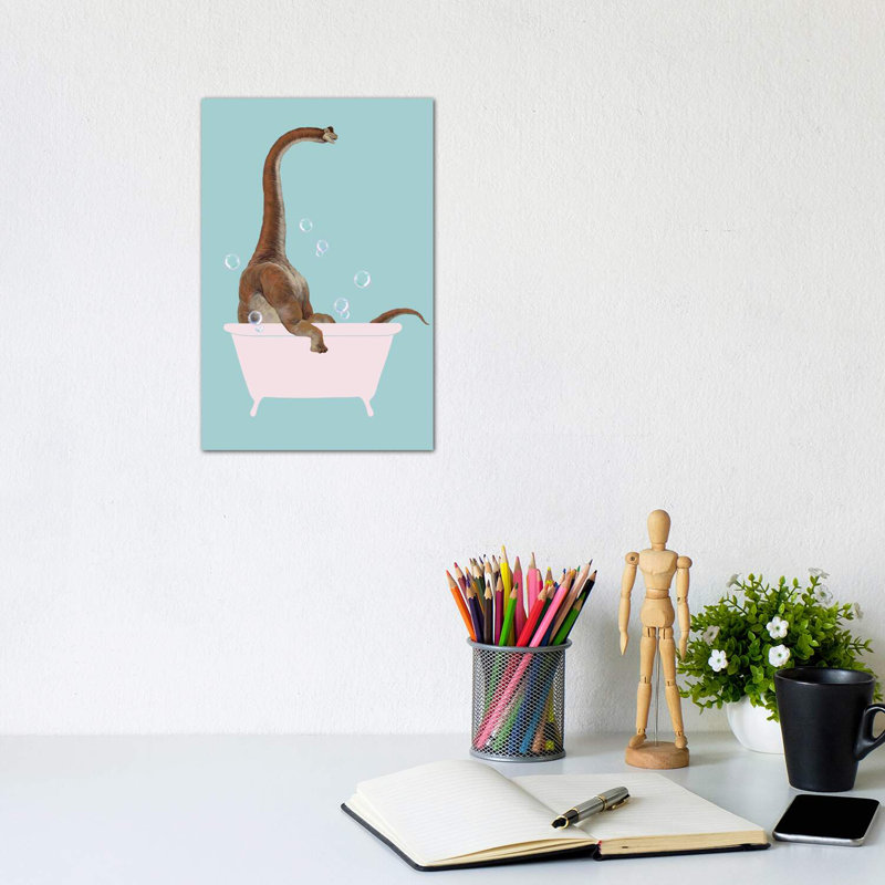 «Brachiosaurus in Bathaign» par Big Nose Work - impression d'art graphique, Toile tendue, Pas de tapis