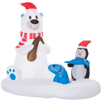 6Ft  Lawn Garden Party Christmas Decorations Decorations Polar Bear And Penguin Christmas Inflatables Outdoor Decorations
