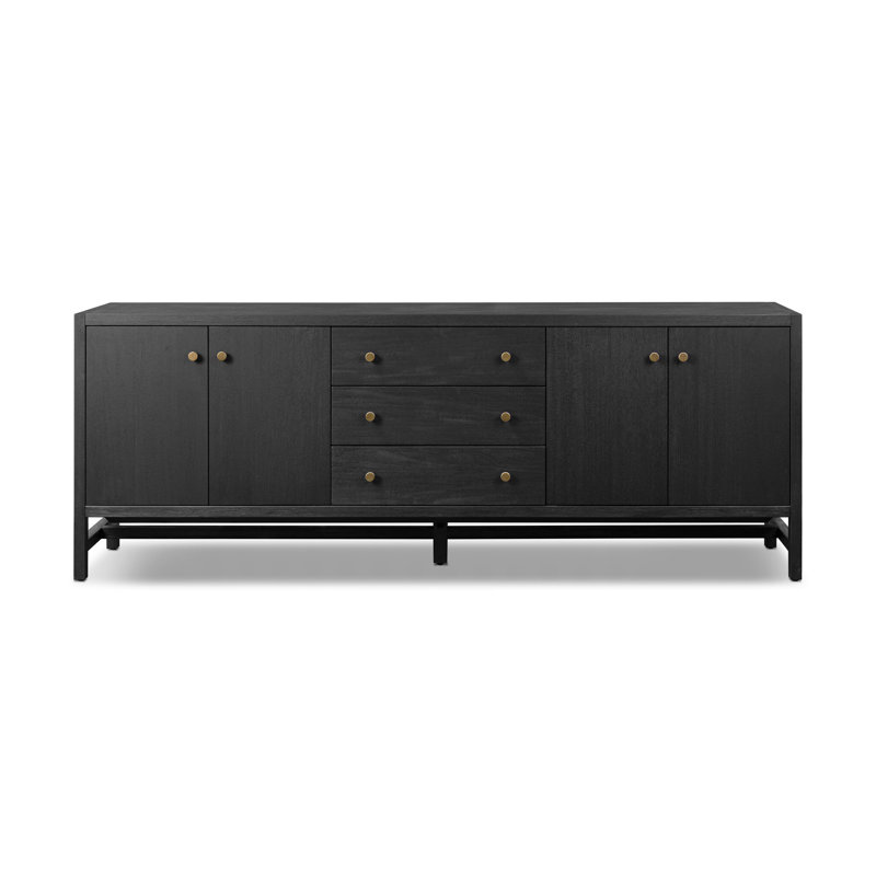 Sullivan Media Console-Saddle Tan, Black Acacia Veneer