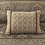 Courtepointe brune / dorée 6 pièces avec coussins - double / grand, motifs, accents dorés, coutures faciles d'entretien, literie polyvalente-126088988