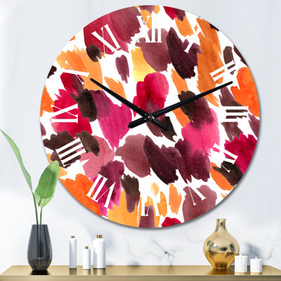 Peau de léopard en rose orange et jaune - horloge murale moderne