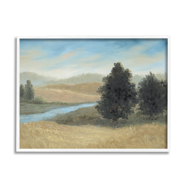 "Paysage de ruisseau", encadré sur bois par Georgia Janisse, H 24 po x l 30 po x P 1,5 po, Giclée encadrée blanc bord de mer