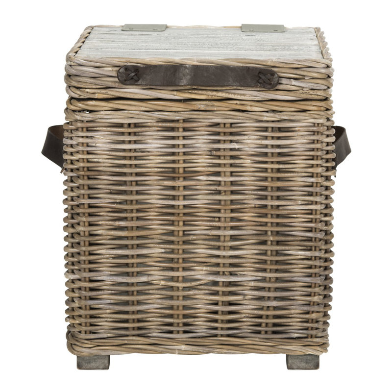 Merlie Rattan Storage Trunk - Square Kubu Wicker Basket with Lid, Living Room Organization