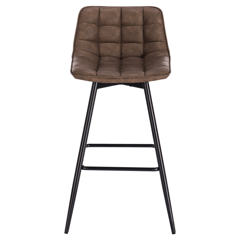 Upholstered Counter Stool with Metal Frame, Brown