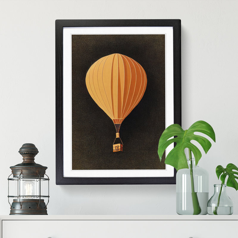 Pyrogi Hot Air Balloon Expression - Picture Frame Print, Black, 64cm H x 46cm W x 2cm D