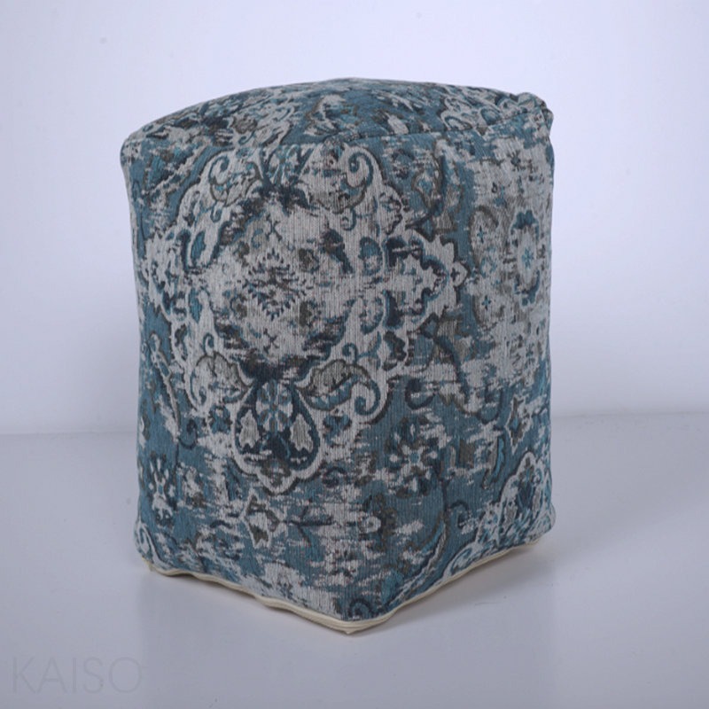 Square Pouf Ottoman - Blue