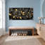 Ensemble de 1 tableau sur toile à motif floral noir et or-366136074