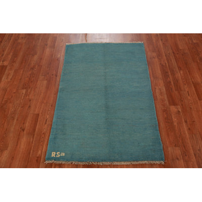 Tapis décoratif moderne bleu Gabbeh 3 x 4