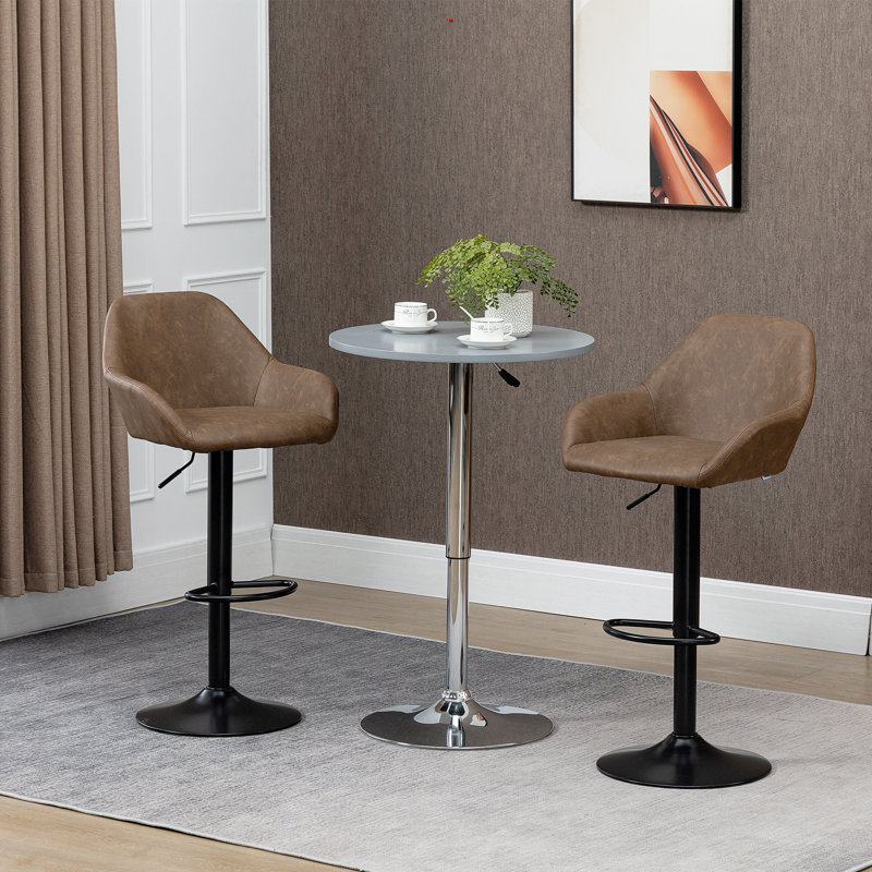 Morganti Swivel Upholstered Adjustable Height Counter Stool with Metal Frame, Dark Brown