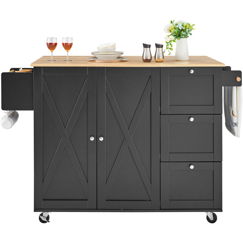 Armoire de rangement sur roulettes avec tiroir et tablettes pour îlot de cuisine