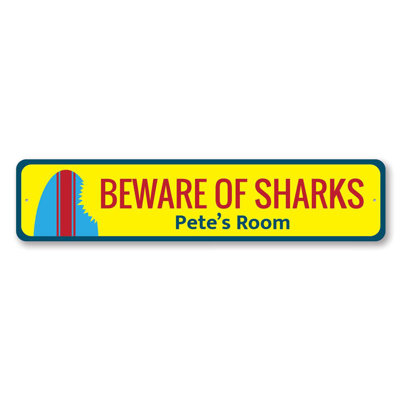 Panneau en aluminium Beware Of Sharks