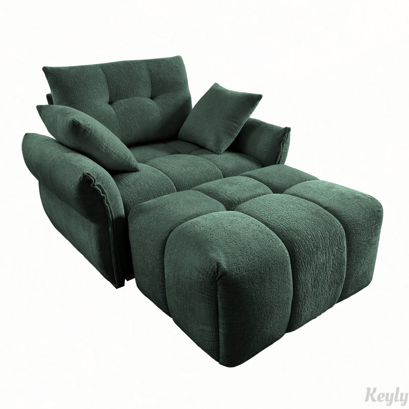 Canapé-lit ergonomique à une place avec repose-pieds, Vert