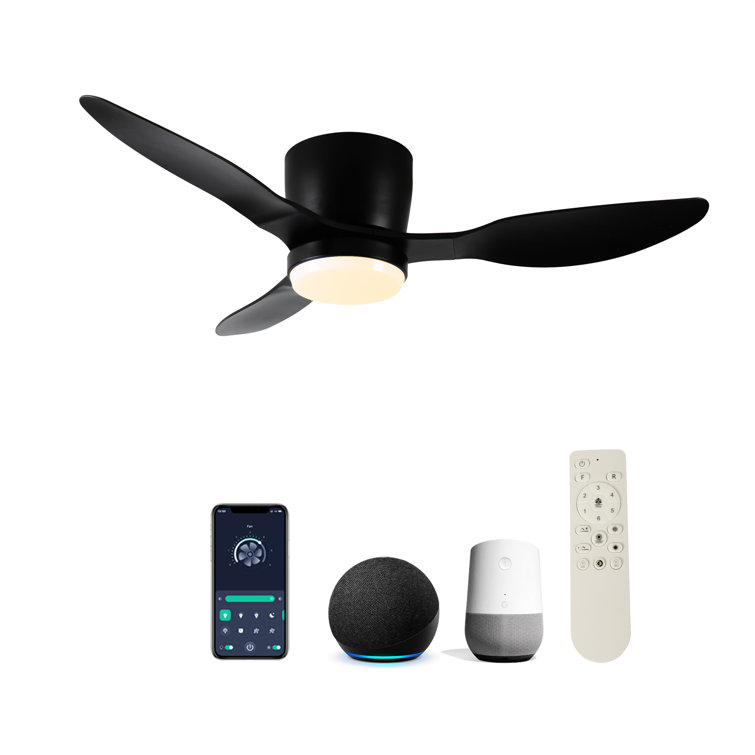 42" Smart Flush Mount Ceiling Fans With Lights Remote