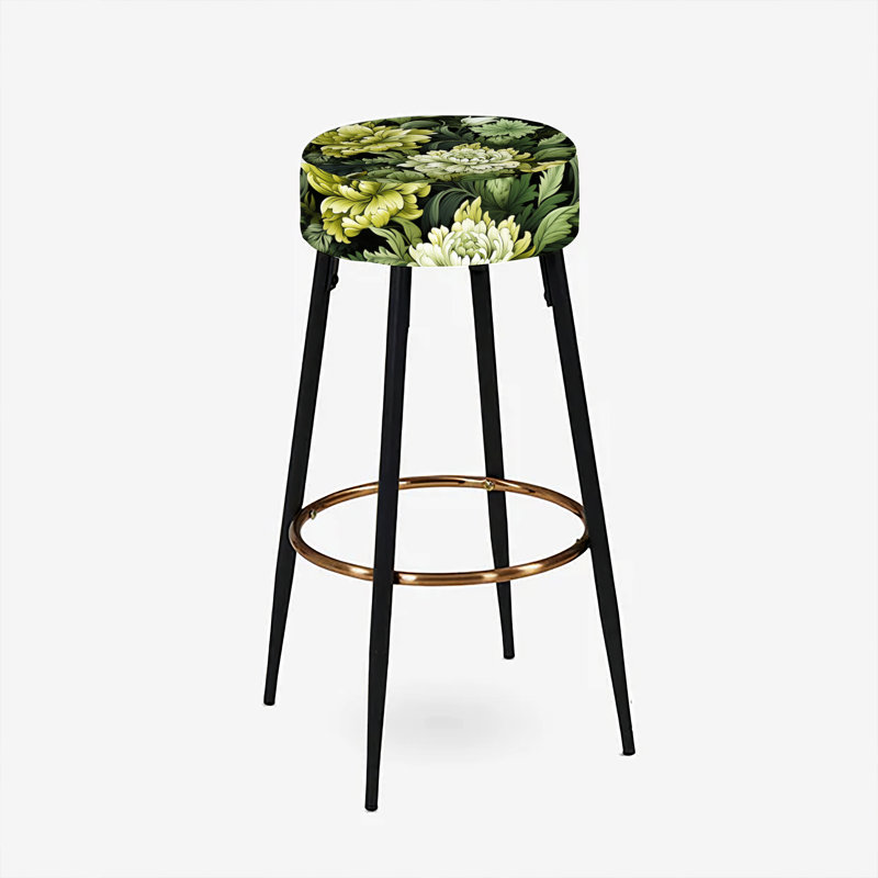 Ensemble de 2 tabourets de bar Tropical Green Jungle Damask