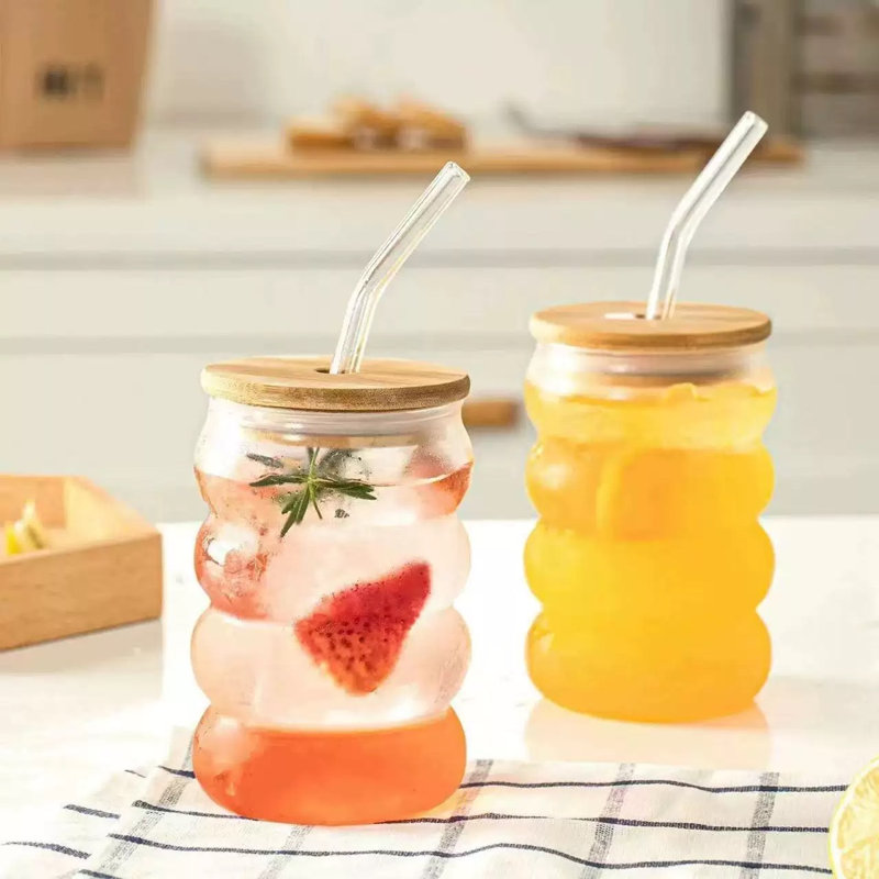 Unique Caterpillar Shaped Transparent Glass Drinking Cups Multi-Segment Curved Body