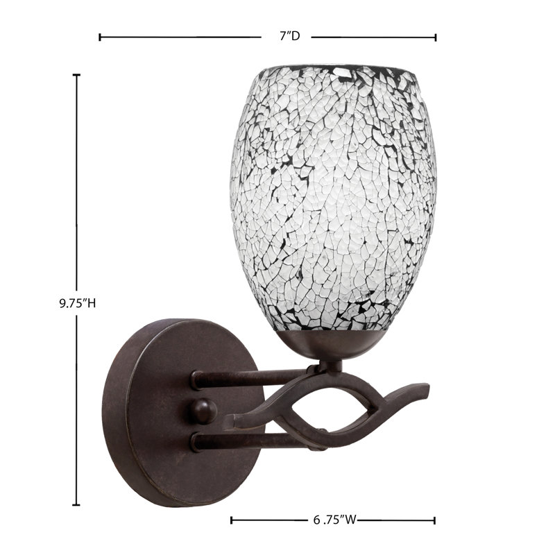 Hiroko Revo Wall Sconce Shown With 5" Black Fusion Glass, Dark Granite, White