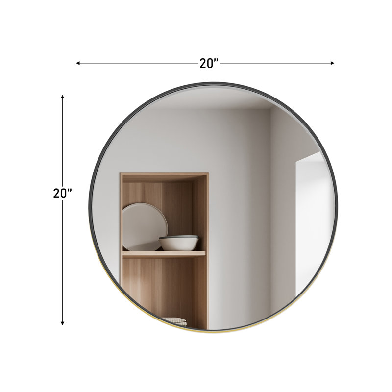 Miroir mural rond en métal (ensemble de 2), Noir, noir, noir, noir, 20 po x 20 po