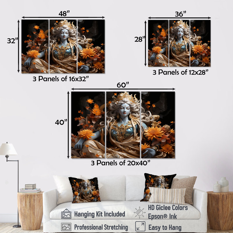 Hindouisme Kubera trésor topaze dieu II - ensemble de décoration murale de l'hindouisme, Toile tendue