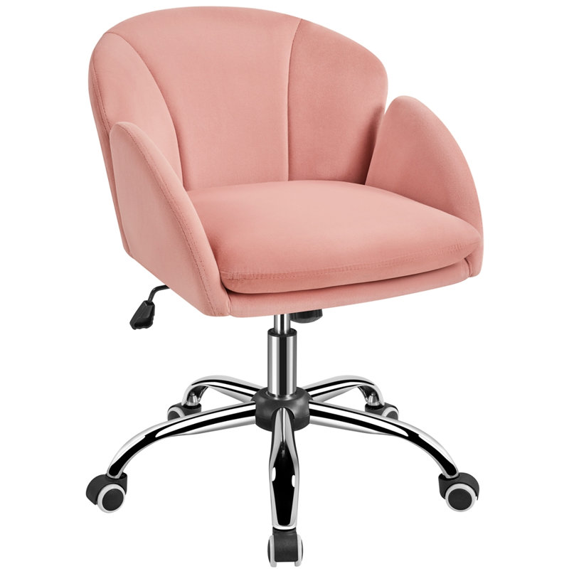 Corson Modern Swivel Rolling Desk Chair for Home Office with Armrests, Pink Velvet