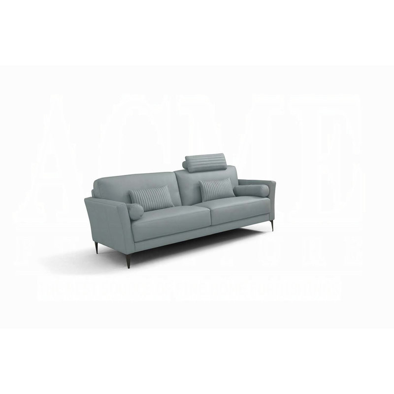 Canapé moderne en cuir fleur Tussio avec 5 coussins décoratifs au fini aqueux