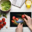 Ambesonne Galaxy Tempered Glass Cutting Board Cosmic Nebula Cloud Orange Black