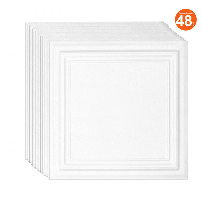 Carreaux de plafond, 20 po x 20 po, plaque de polystyrène de qualité supérieure, carreaux de colle en plastique faciles à installer / à couper, revêtement de sous-sol pour la décoration de la maison / bureau