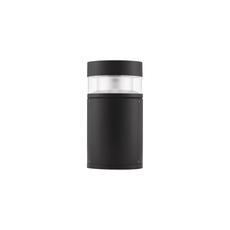 Black Integrated LED Metal Bollard Light, 25cm H x 13.4cm W x 13.4cm D
