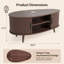 Table basse ovale de rangement Mid-Century avec portes coulissantes Tambour-126423195