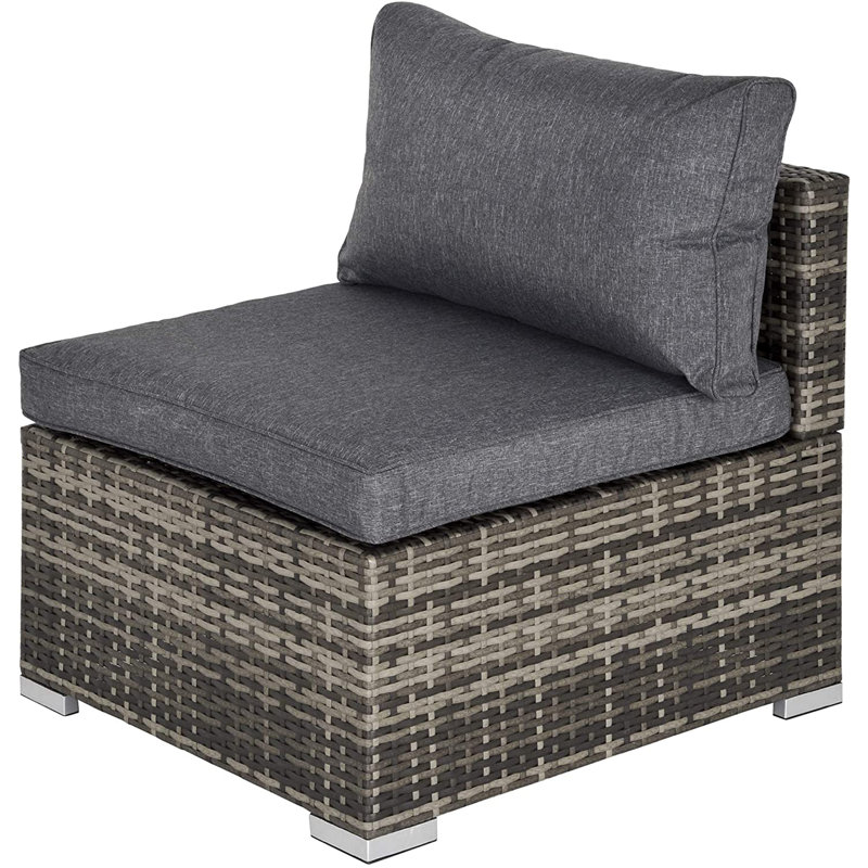 Gennett Wicker Outdoor Armless Lounge Chair, Dark Grey/Beige