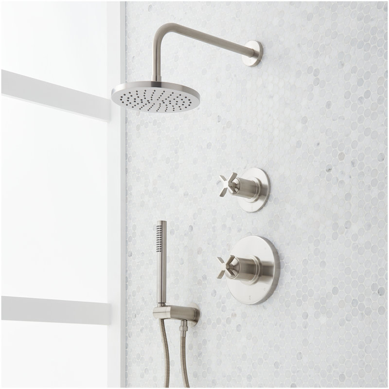 Vassor Pressure Balance Shower System with Hand Shower - Brushed Nickel, Brushed Nickel