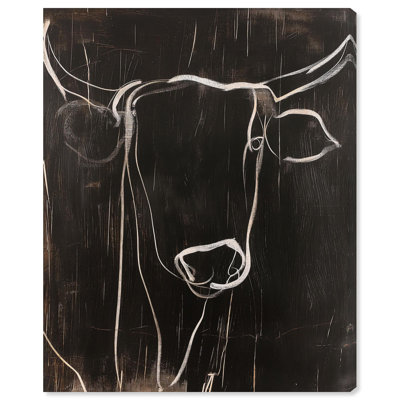 Bull on Black Canvas Print Farmhouse Art by Art Remedy