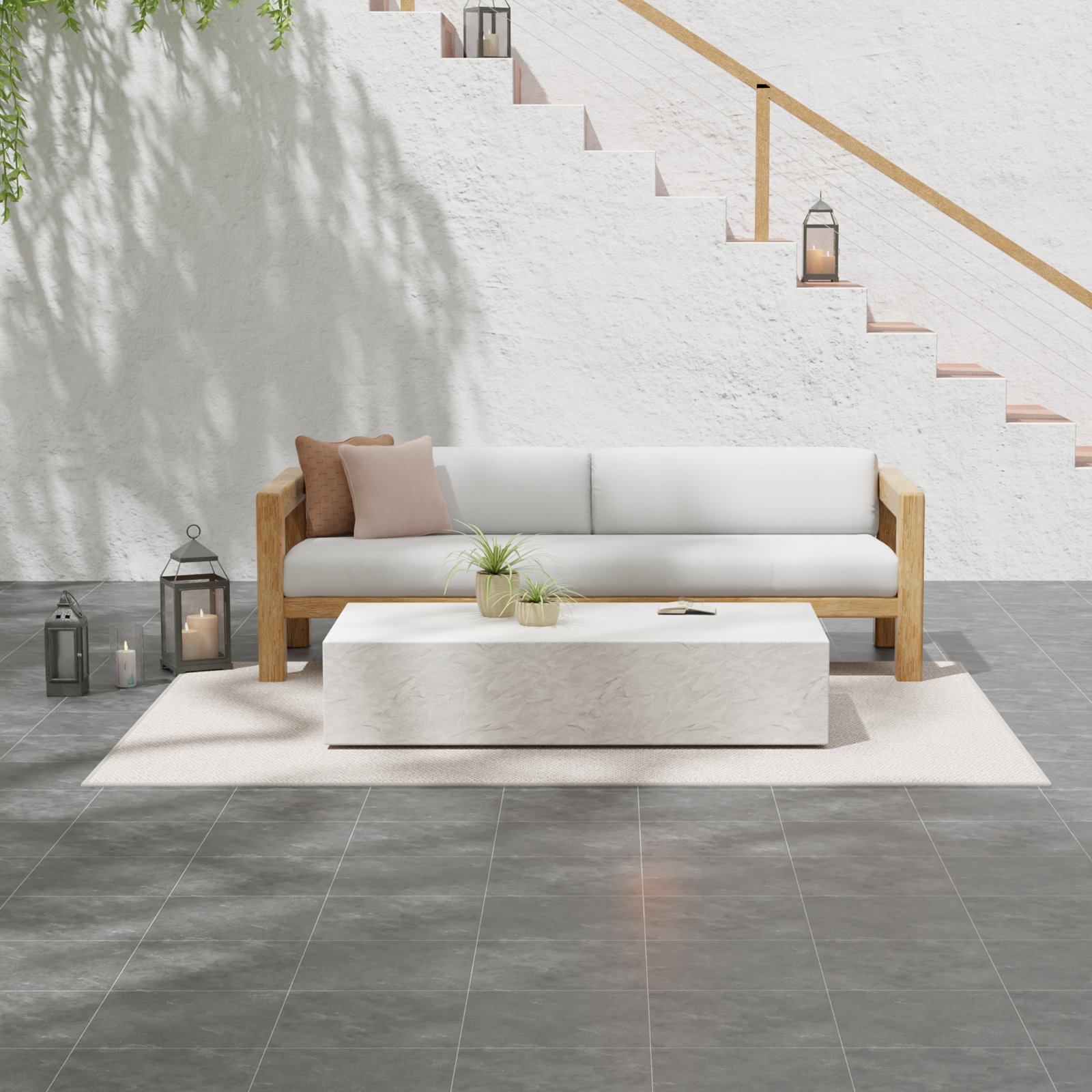 Bazaar 61.57'' GFR Concrete Outdoor Coffee Table