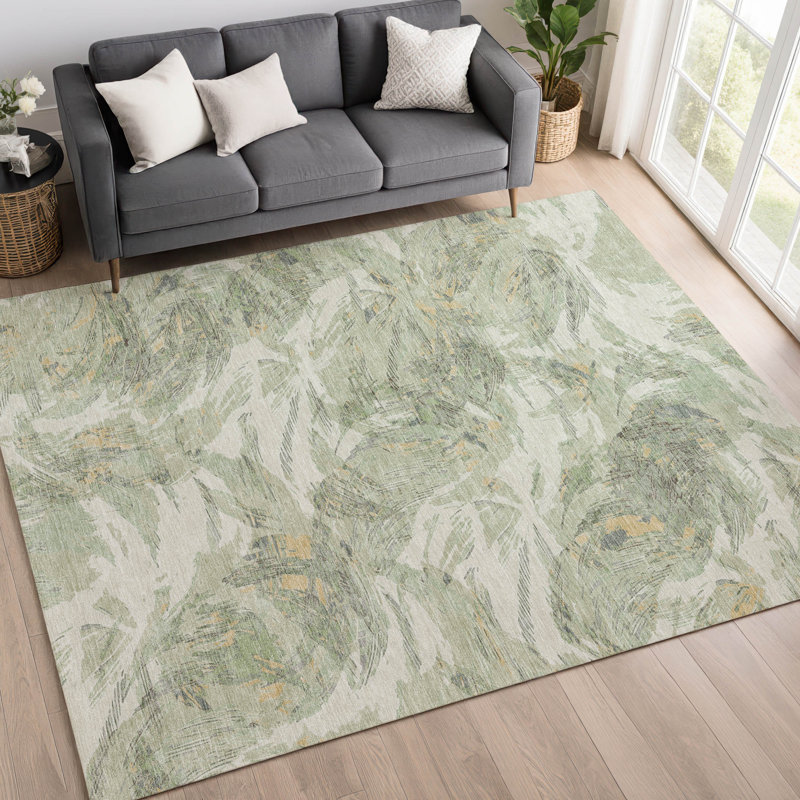 Tapis floral intérieur / extérieur lavable à la machine Jourdan ACN2387, Rectangle 5 pi x 7 pi 6 po