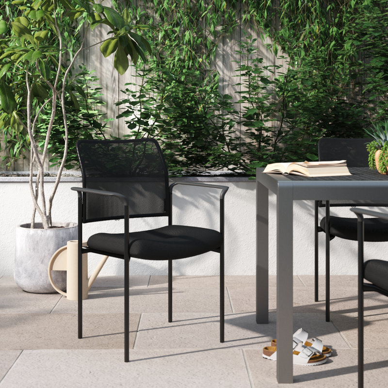 Chaise d'appoint en acier Comfort Mesh, Noir